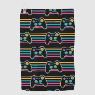 Retro Gaming Geek Gamer 80er Neonfarben Golfhandtuch