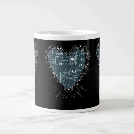 Retro-Gaming-Herz Videospiel-Controller Gamer Jumbo-Tasse (Vorderseite)