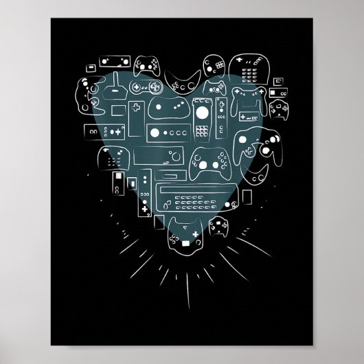 Retro-Gaming-Herz-Videospiel-Controller-Gamer Poster (Vorne)