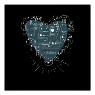 Retro-Gaming-Herz-Videospiel-Controller-Gamer Poster
