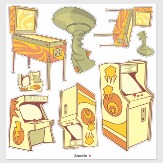 Retro Gaming Icon Set Sticker (Blatt)