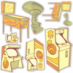 Retro Gaming Icon Set Sticker