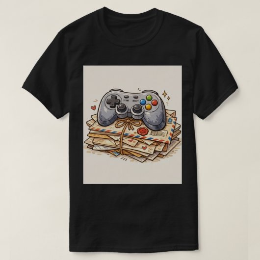 Retro Gaming Mail: Handcrafted Controller Icon T-Shirt (Design vorne)