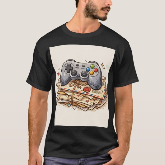Retro Gaming Mail: Handcrafted Controller Icon T-Shirt (Vorderseite)