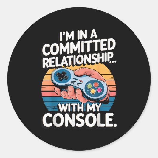 Retro Gaming Relationship Funny Gamer Console Love Runder Aufkleber (Vorderseite)