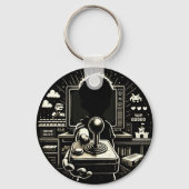 Retro-Gaming-Silhouette-Joystick-Kunst Schlüsselanhänger (Vorderseite)