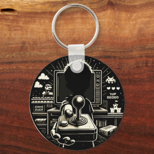 Retro-Gaming-Silhouette-Joystick-Kunst Schlüsselanhänger