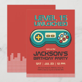 Retro Gaming Video Game Player Gamer Boy Geburtsta Einladung