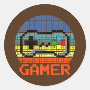 Retro-Gaming Vintage-Gamer Gaming-Zubehör 8 Bites Runder Aufkleber