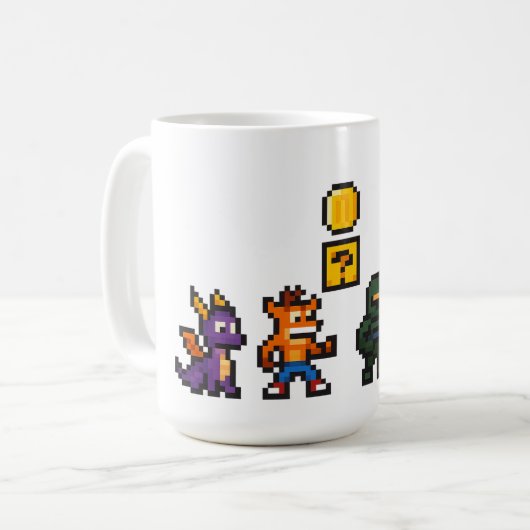 Retro-Gaming-Zeichen Kaffeetasse (Vorderseite Links)