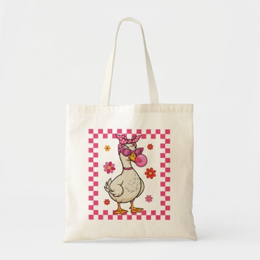 Retro Gänse mit Sonnenbrille und Bubblegum Tragetasche (Vorne)