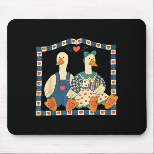 Retro-Gänse-Paar Valentinstag Lustige Süße Ente L Mousepad