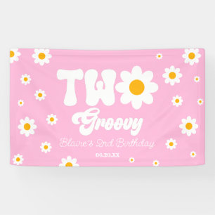 Retro-Gänseblümchen-Blume Zwei Groovy 2. Geburtsta Banner