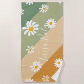 Retro-Gänseblümchen-Blumen-Regenbogen-Monogramm-St Strandtuch (Vorderseite)