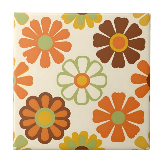 Retro-Gänseblümchen-Blumenmuster Fliese (Vorderseite)