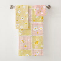 Retro-Gänseblümchen-Blumenmuster Gelb und Rosa