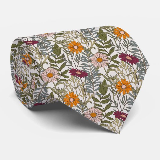 Retro-Gänseblümchen-Blumenmuster Krawatte (Gerollt)