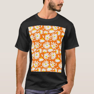 Retro-Gänseblümchen-Blumenmuster: orange vintage. T-Shirt