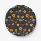 Retro-Gänseblümchen-Blumenmuster Pappteller (Vorderseite)
