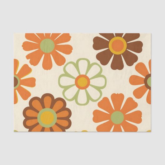Retro-Gänseblümchen-Blumenmuster Seidenpapier (Vorderseite)