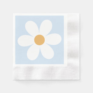 Retro-Gänseblümchen Boho Blau Serviette
