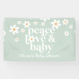 Retro-Gänseblümchen-Boho-Friede-Liebe-Baby-Party-B Banner