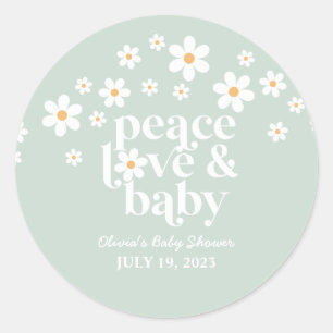 Retro-Gänseblümchen Boho-Frieden-Liebe-Baby-Party Runder Aufkleber