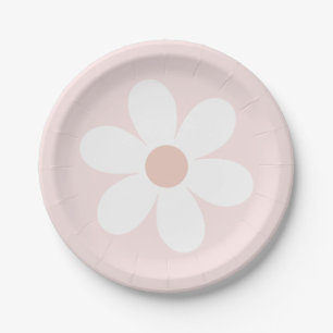 Retro Gänseblümchen Boho-Papierteller Pappteller