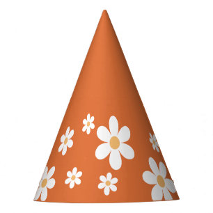 retro Gänseblümchen Boho verbrannter orangefarbene Partyhütchen