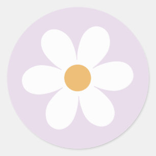 Retro Gänseblümchen Flieder Boho Runder Aufkleber