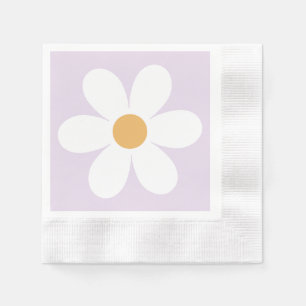 Retro Gänseblümchen Flieder Boho Serviette
