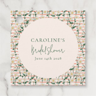 Retro Gänseblümchen Floral Grüne Hochzeitsdusche C Geschenkanhänger