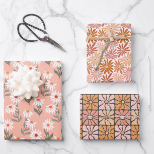 Retro-Gänseblümchen-Freude Geschenkpapier Set