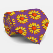 Retro Gänseblümchen-Gelb auf lila Hals-Krawatte Krawatte (Gerollt)