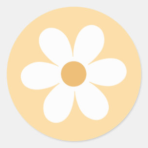 Retro Gänseblümchen gelb Boho Runder Aufkleber