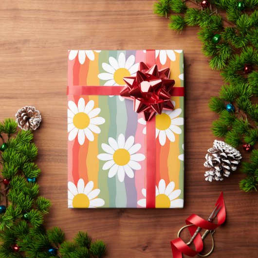 Retro-Gänseblümchen Geschenkpapier (Feiertagsgeschenk)