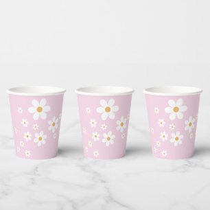 Retro-Gänseblümchen Groovy Flieder-Papierbecher Pappbecher