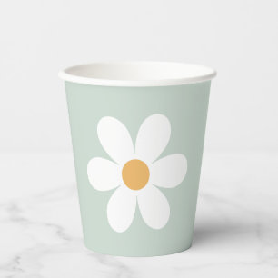 Retro-Gänseblümchen grün Boho Pappbecher