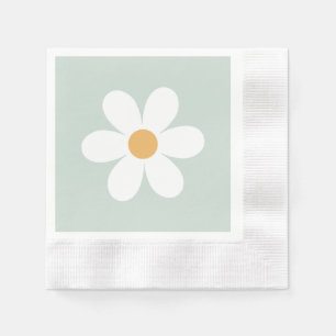 Retro Gänseblümchen Grün Boho Serviette