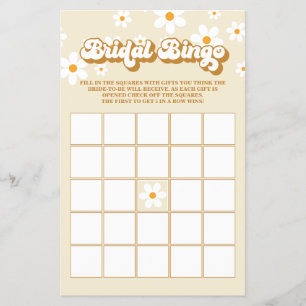 Retro-Gänseblümchen-Junggesellinnen-Abschied-Bingo Flyer