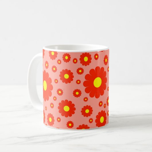 Retro Gänseblümchen-Kaffee-Tasse Kaffeetasse (Vorderseite Links)