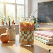 Retro Gänseblümchen Karo Personalisierter Lehrer E Dosenglas