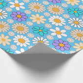 Retro-Gänseblümchen-Muster Einfach.01. Hellblauer  Geschenkpapier (Ecke)