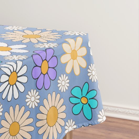 Retro-Gänseblümchen-Muster Einfach.01. Hellblauer Tischdecke (Beispiel)