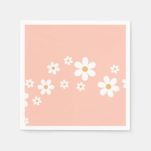 Retro-Gänseblümchen-Pfirsich-Rosa-Blumenmuster Serviette