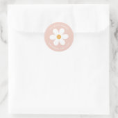 Retro Gänseblümchen rosa Boho Absenderetikett Runder Aufkleber (Tasche)