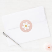 Retro Gänseblümchen rosa Boho Absenderetikett Runder Aufkleber (Umschlag)