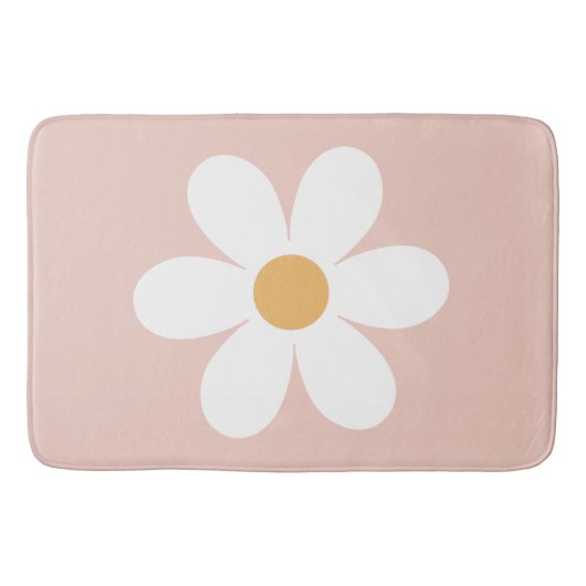 Retro Gänseblümchen rosa Boho Badematte (Vorderseite)