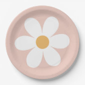 Retro Gänseblümchen rosa Boho Pappteller (Vorderseite)