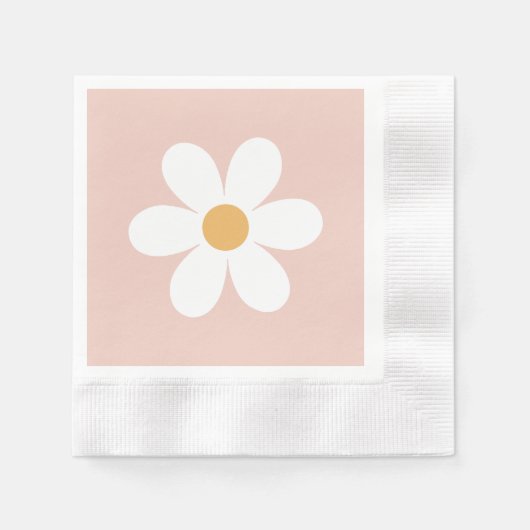 Retro Gänseblümchen rosa Boho Serviette (Vorderseite)